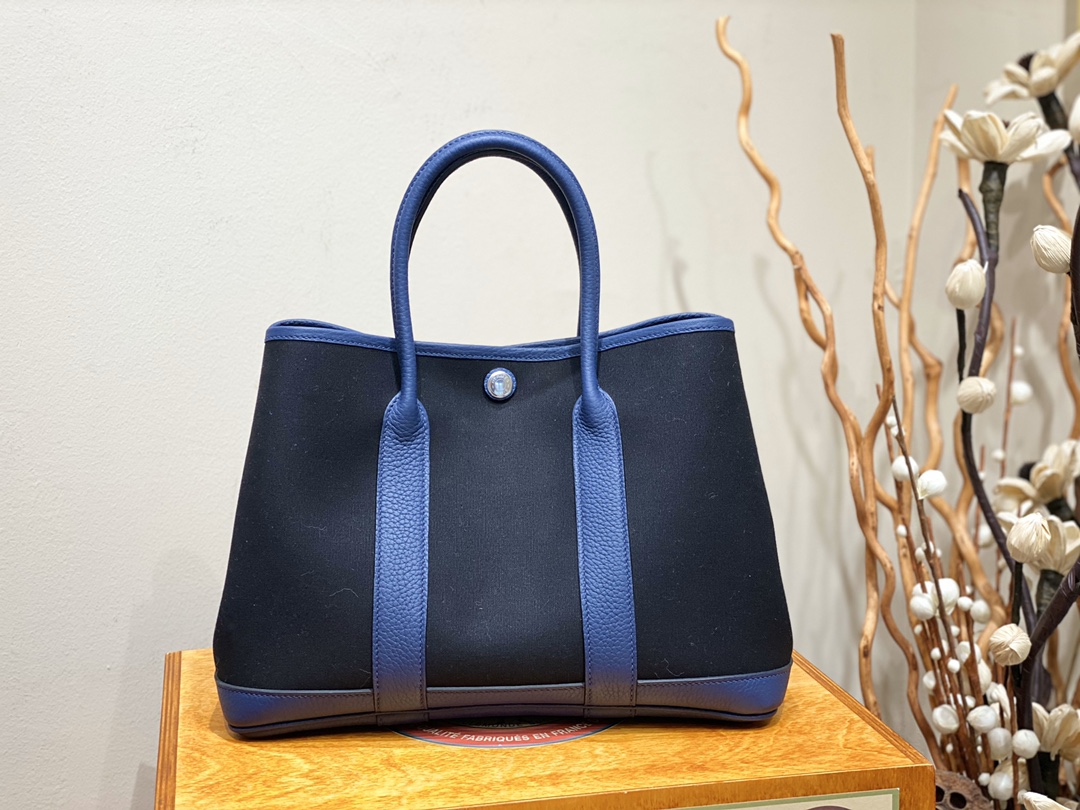 에르메스 가든파티30 캔버스 아게이트 블루 컨트리